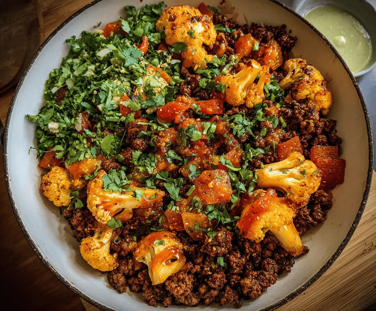 Crispy Chile Beef and Cauliflower Protein Bowls