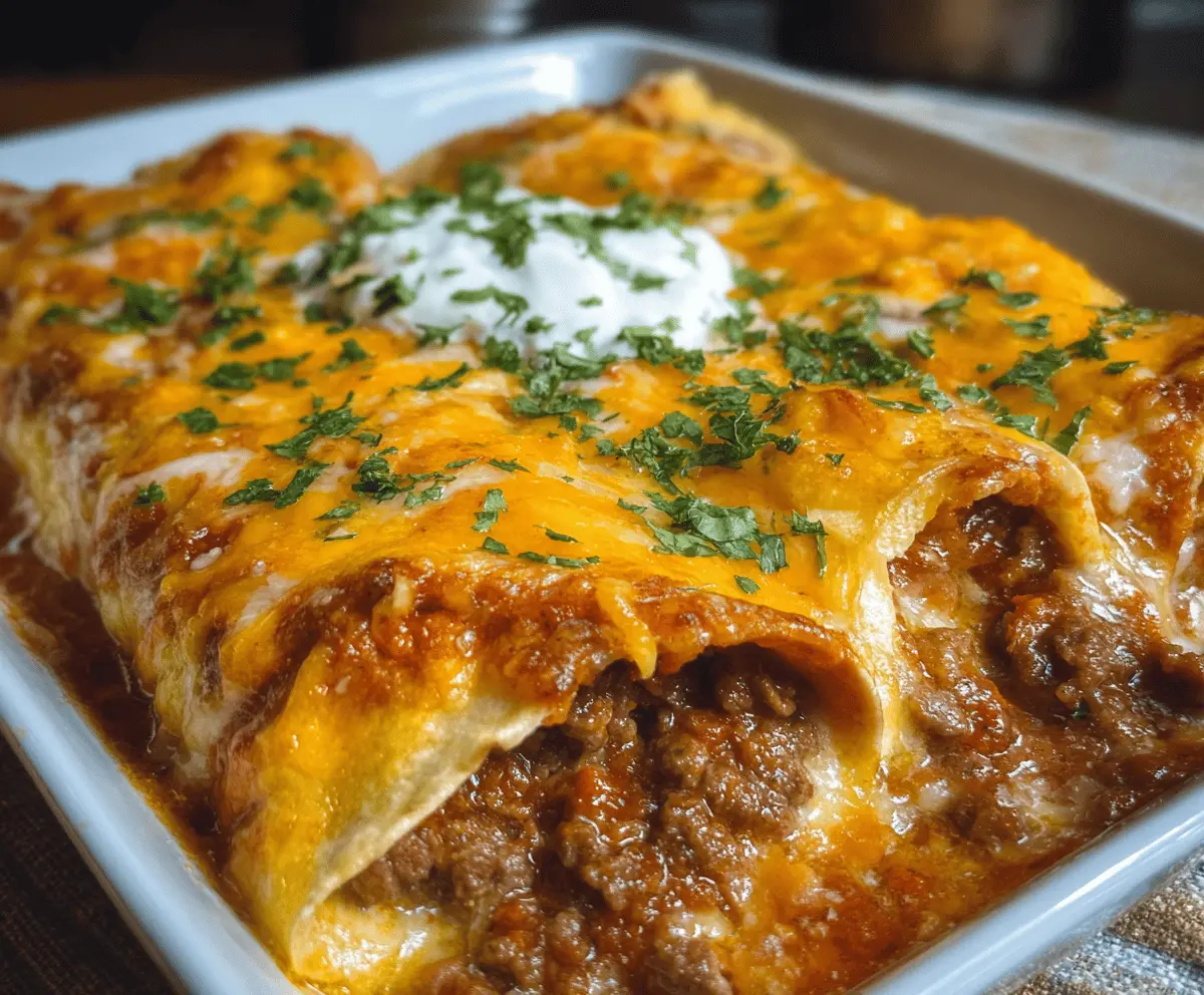 Easy Cheesy Ground Beef Enchiladas Recipe