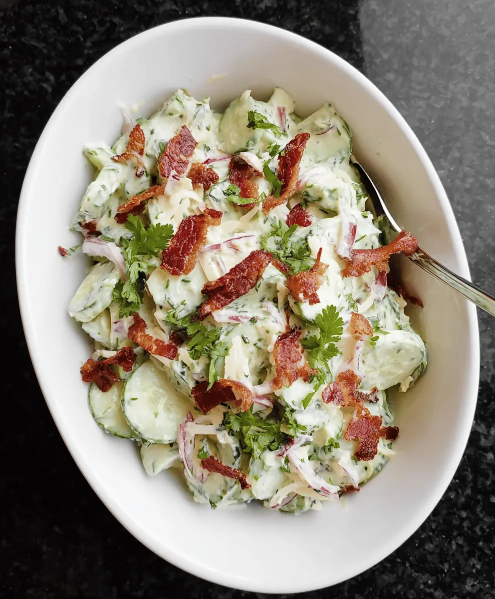 Creamy Cucumber Salad With Bacon and Cheese