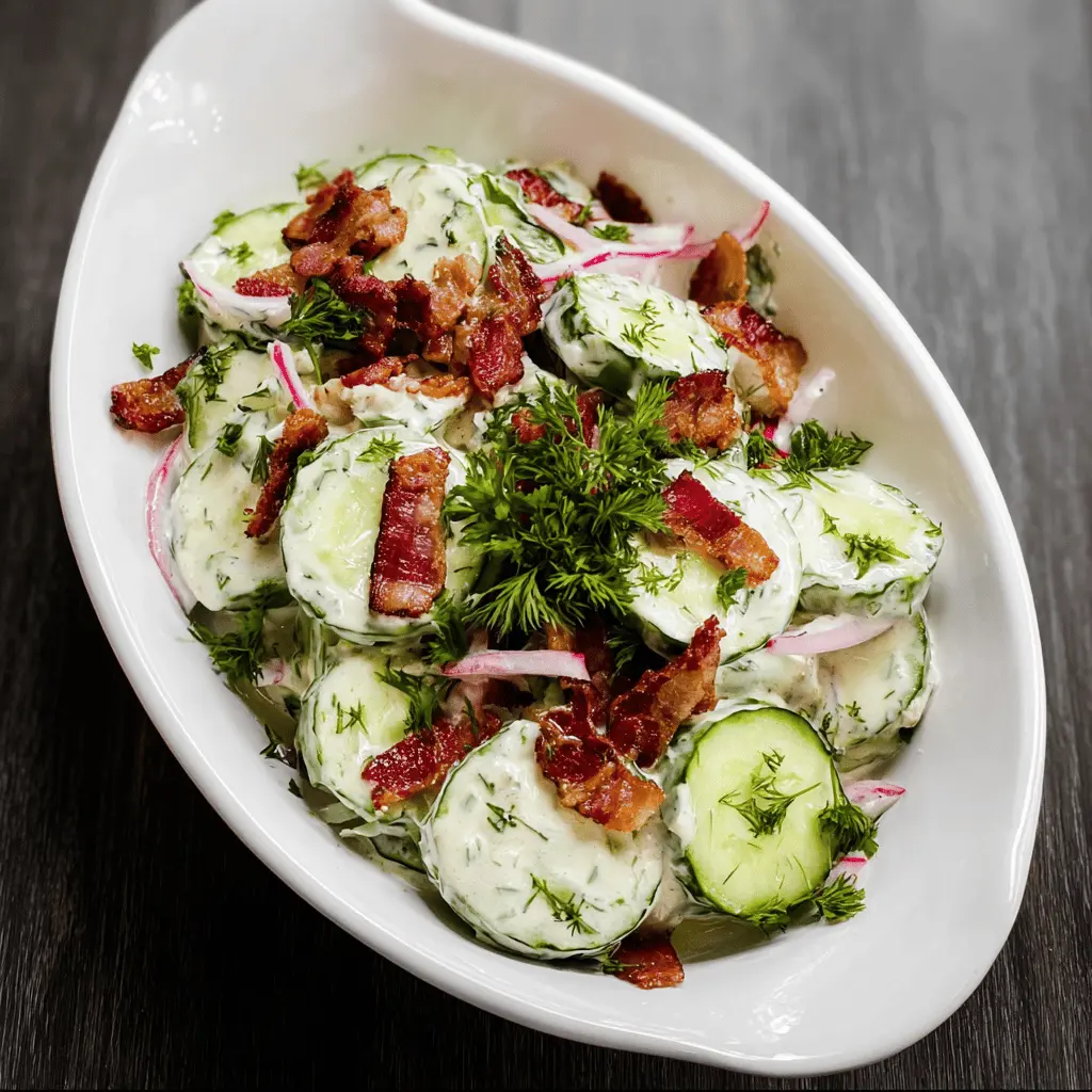 Creamy Cucumber Salad With Bacon and Cheese