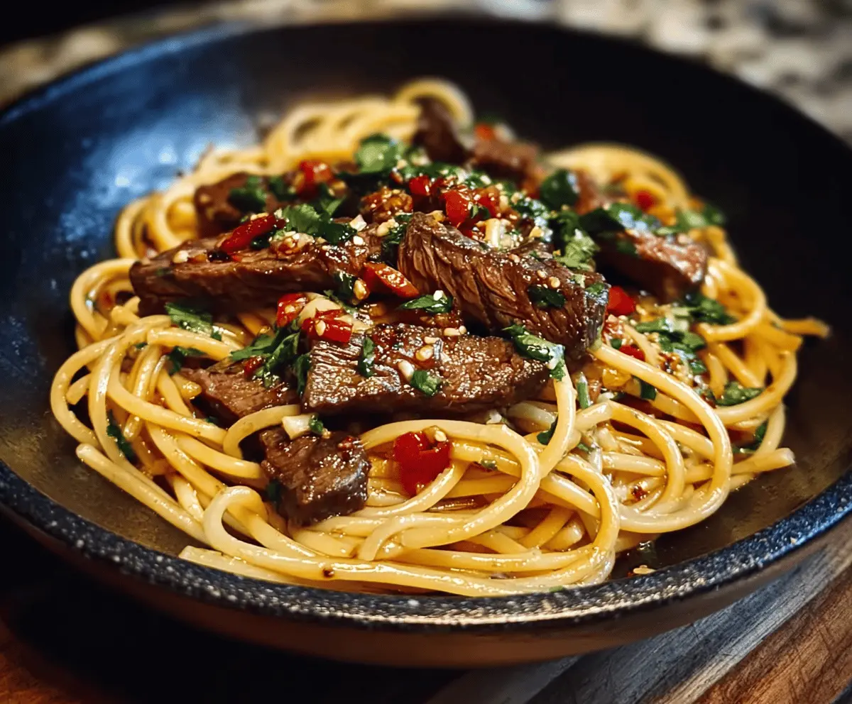 Sweet and Spicy Garlic Steak Pasta Recipe