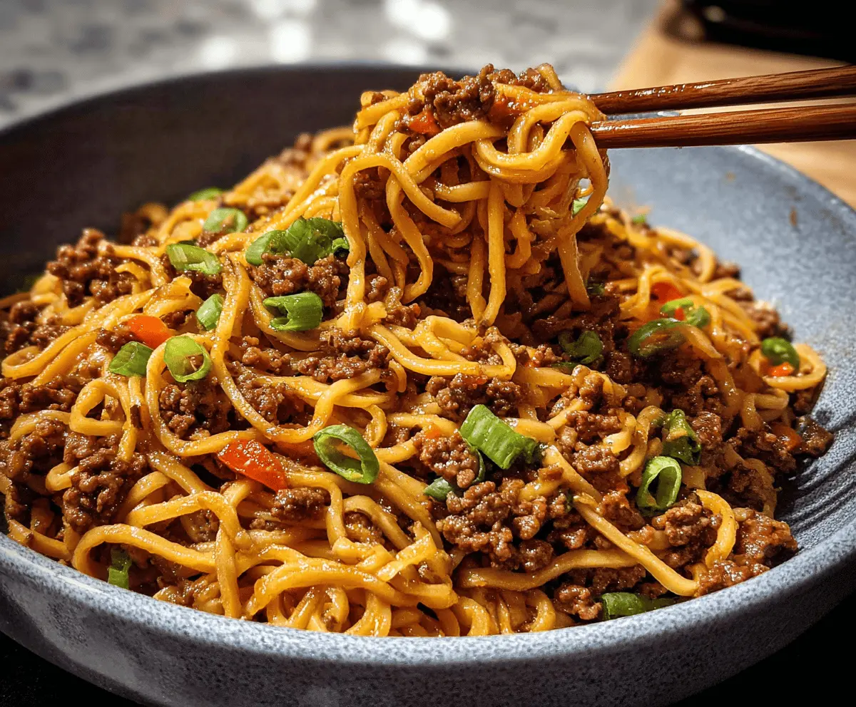 Easy Mongolian Ground Beef Noodles Recipe