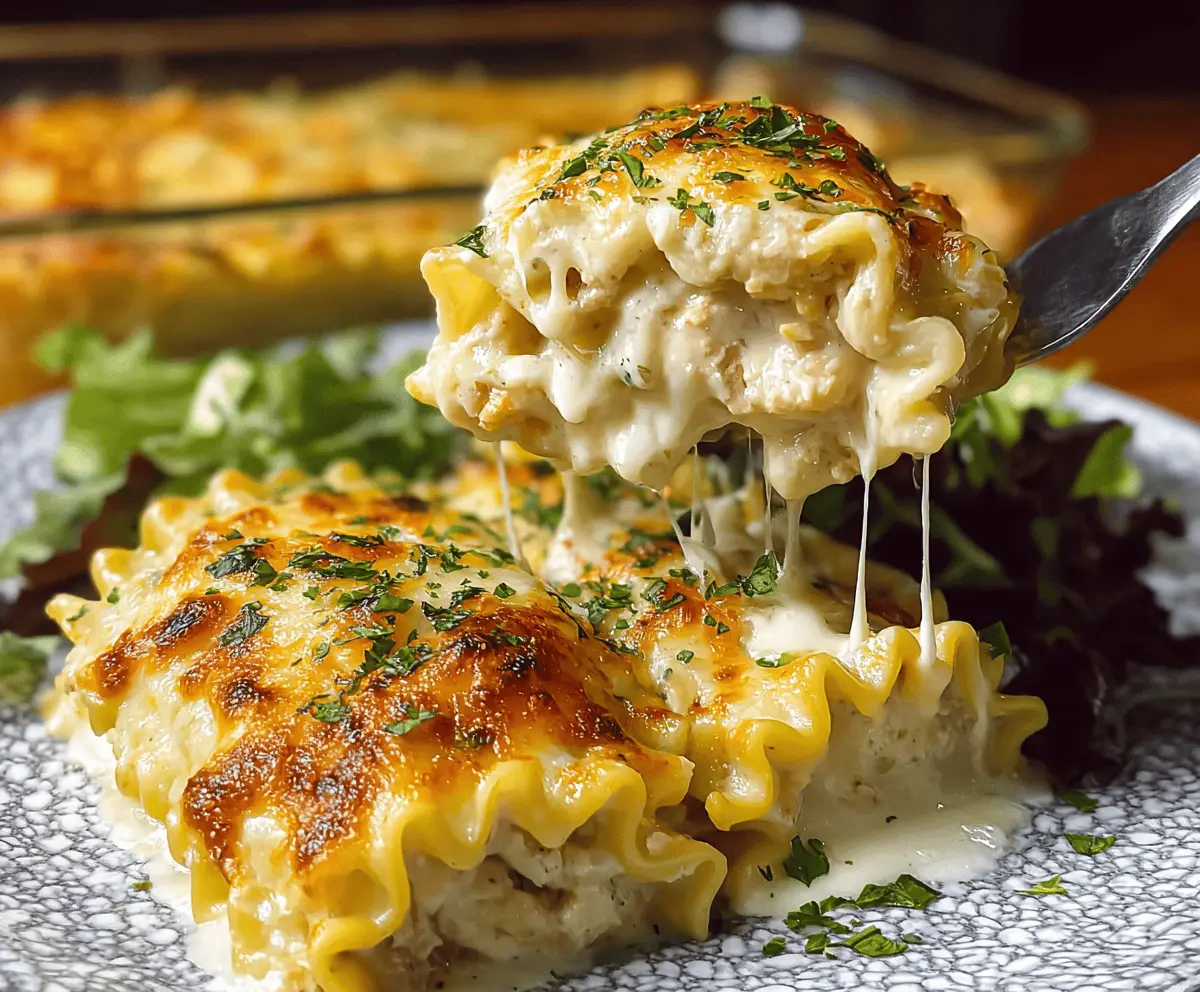 Cheesy Chicken Alfredo Lasagna Rolls Recipe