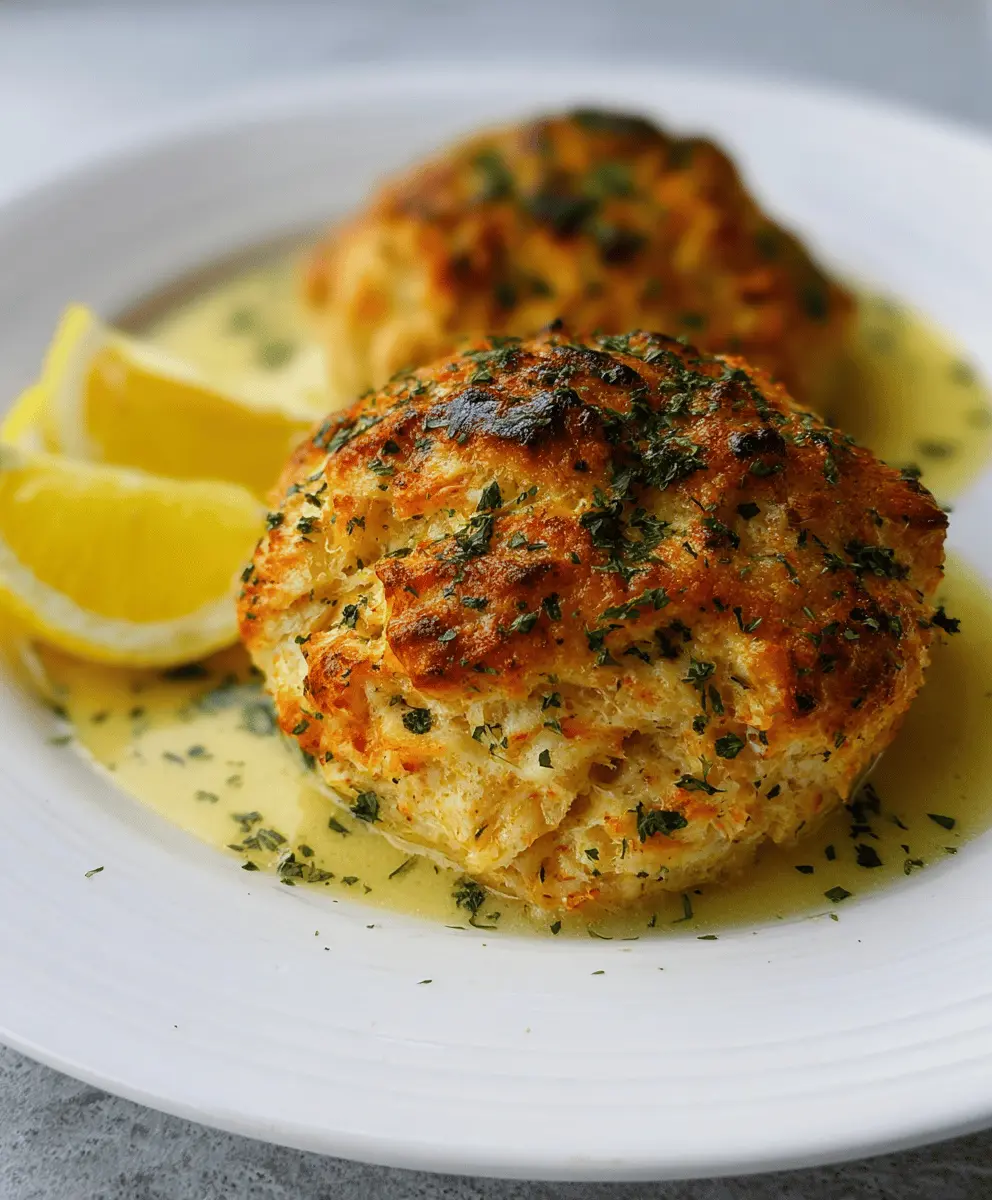 Crab-Stuffed Cheddar Bay Biscuits with Lemon Butter Sauce