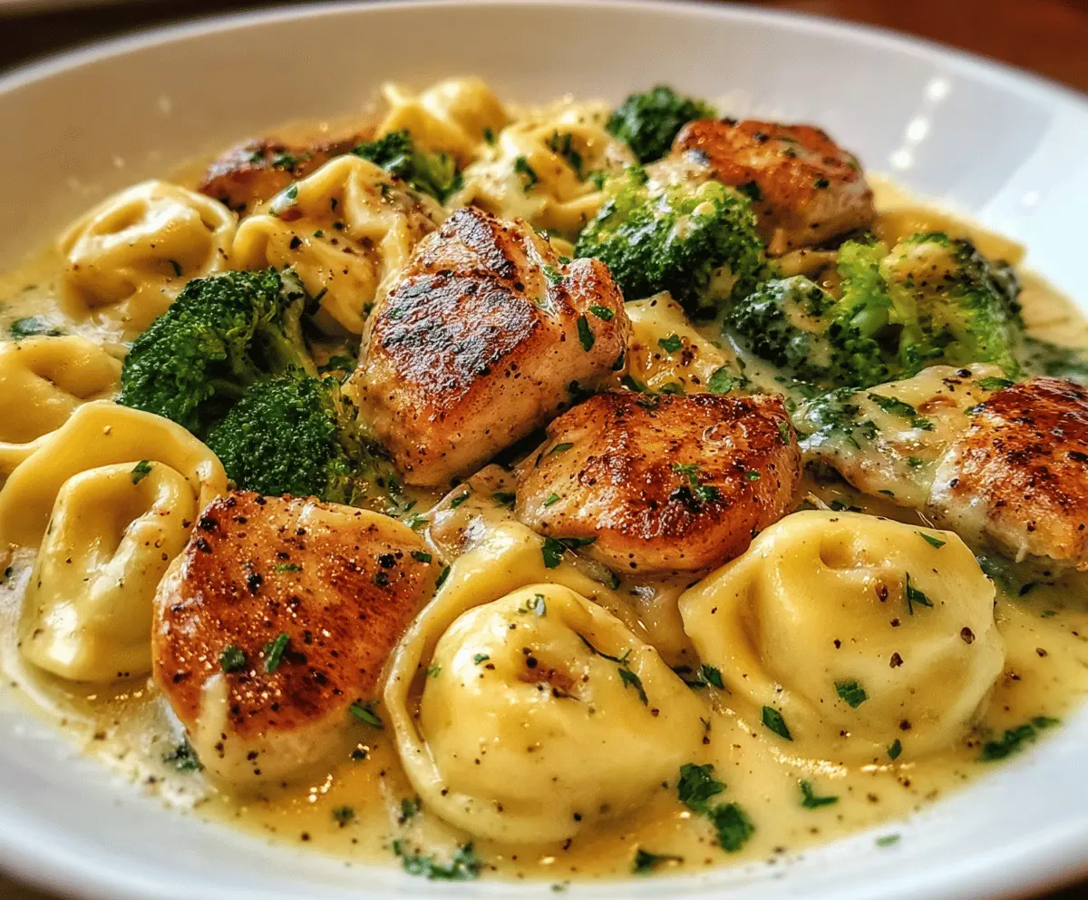 Creamy Garlic Parmesan Chicken Tortellini with Broccoli