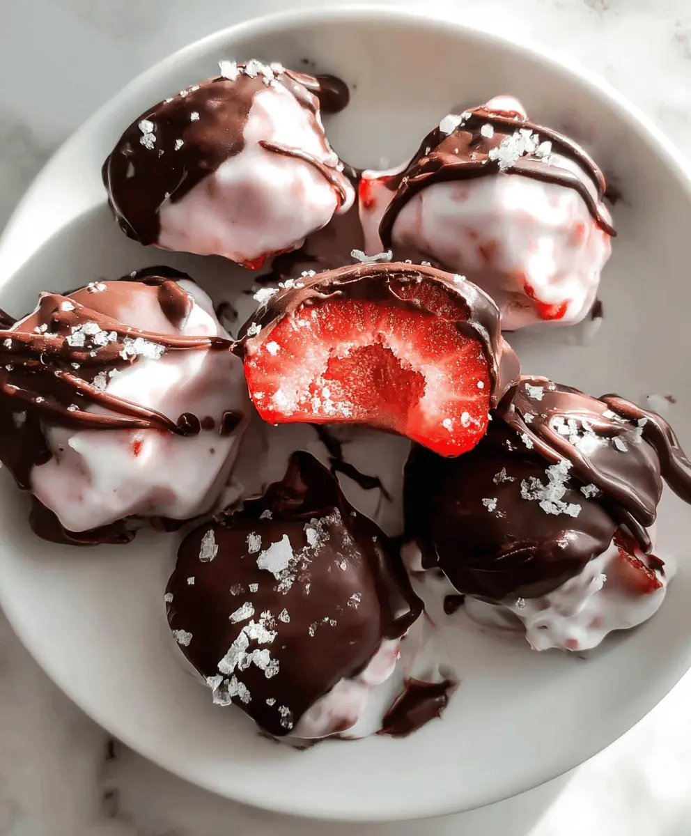 Easy Chocolate Strawberry Frozen Yogurt Bites