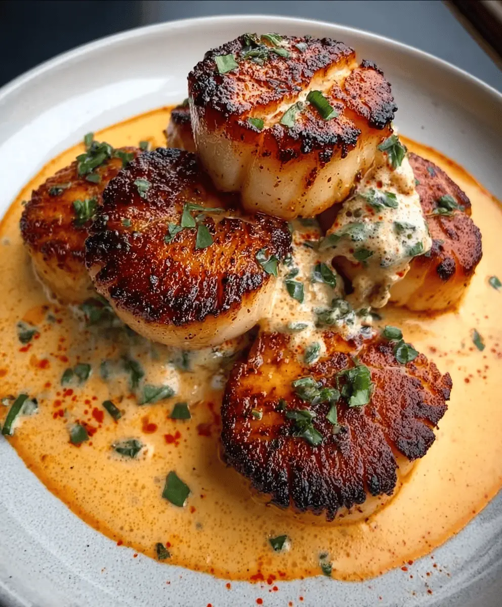 Seared Scallops With Creamy Spicy Cajun Sauce