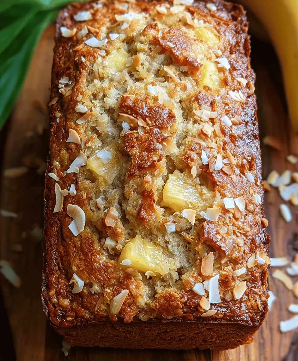 Tropical Hawaiian Banana Bread with Coconut and Pineapple