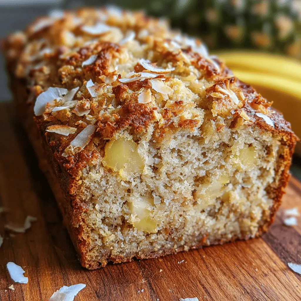 Tropical Hawaiian Banana Bread with Coconut and Pineapple