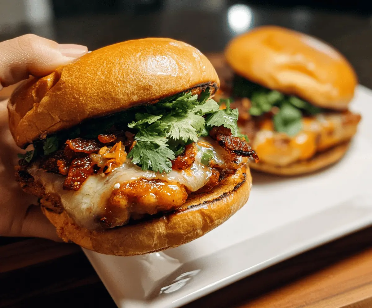 Spicy Gochujang Chicken Burgers with Kimchi Bacon Jam
