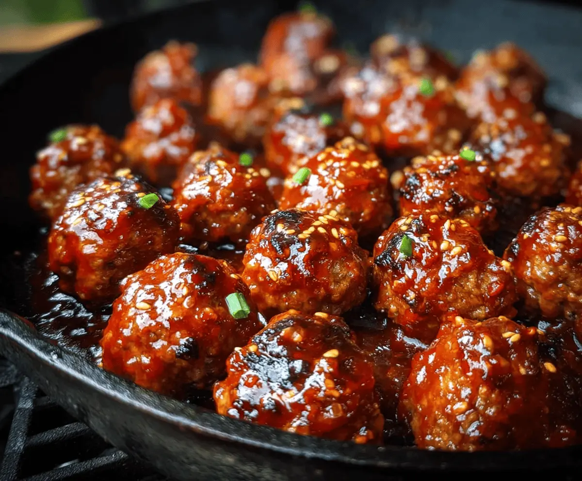 Sticky Korean BBQ Meatballs With Spicy Gochujang Glaze