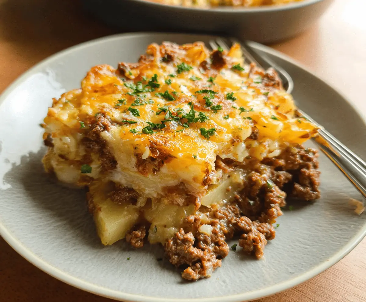 Easy Cheesy Ground Beef and Potato Casserole