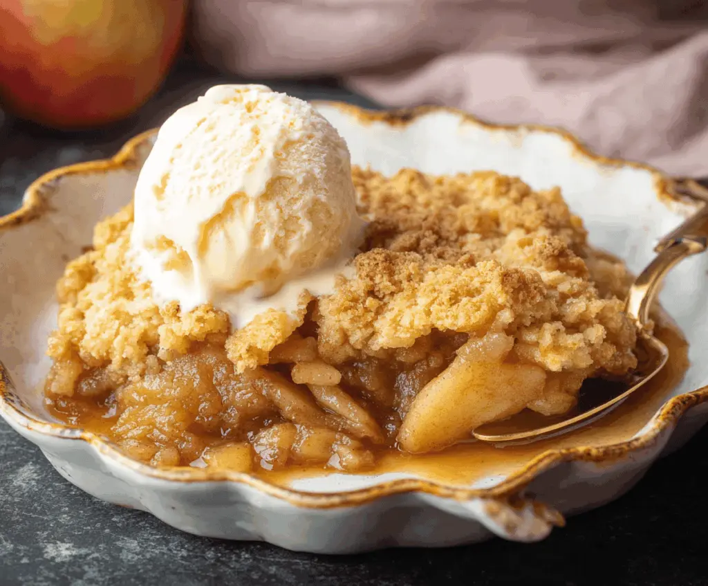 Delicious homemade apple cobbler topped with golden, flaky crust and warm cinnamon-spiced apple filling, perfect for comforting desserts