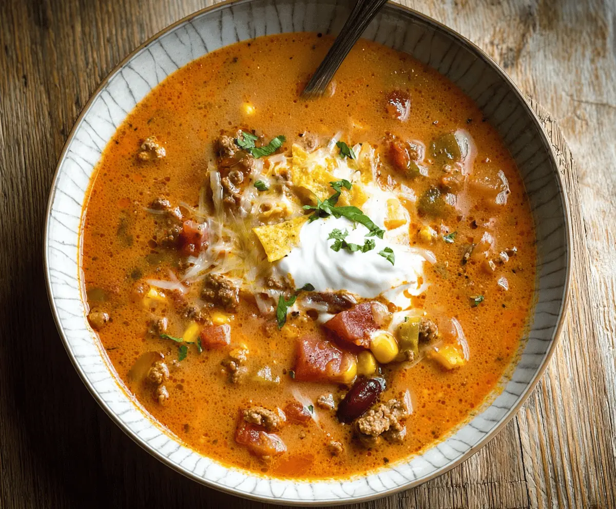 Creamy Beef Taco Soup