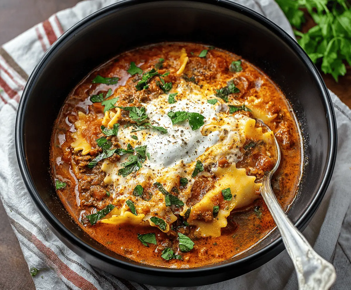 Crockpot Cheesy Lasagna Soup