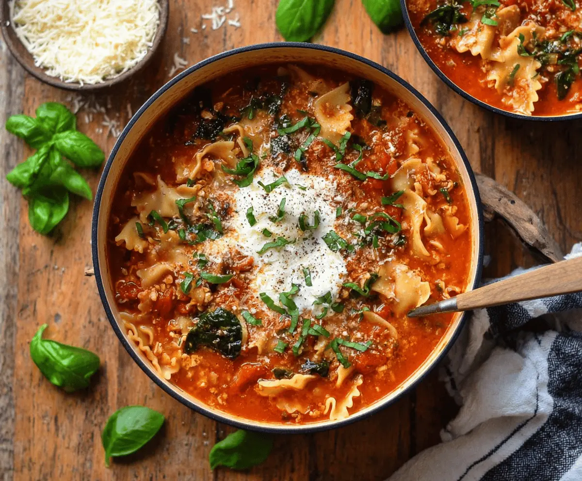 One-Pot Vegetarian Lasagna Soup