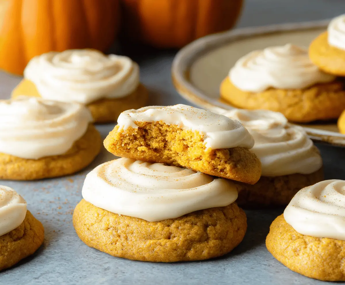Pumpkin Cream Cheese Frosted Cookies