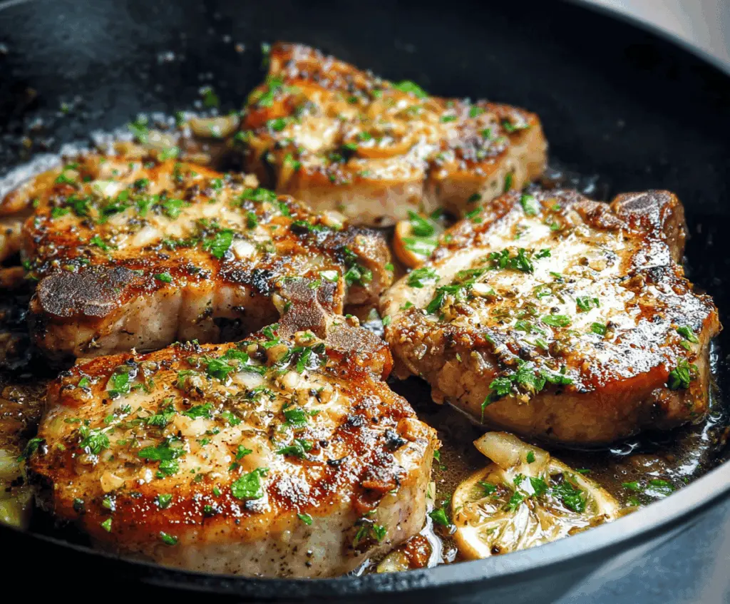 Skillet lemon garlic pork chops