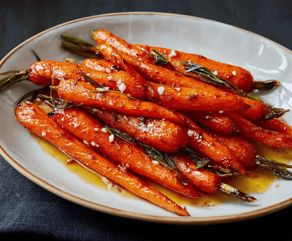 Delicious maple glazed carrots served as a flavorful side dish.