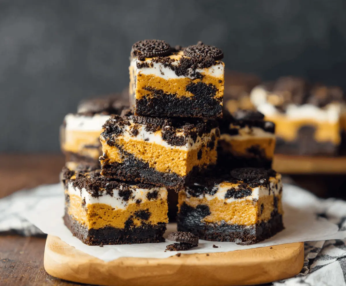 Pumpkin Oreo Cheesecake Bars