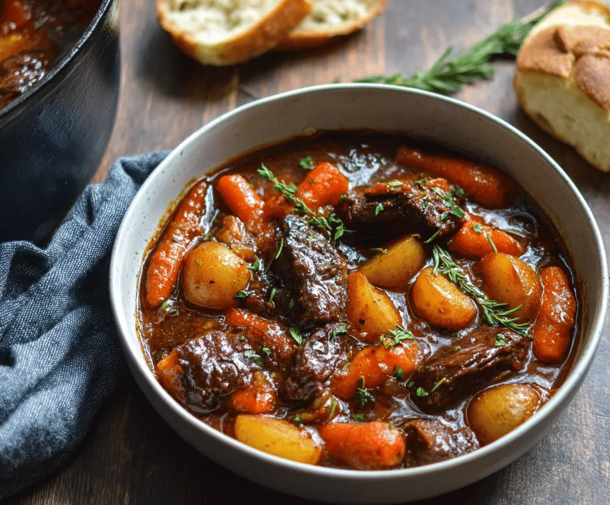 Red Wine Beef Stew with Carrots & Potatoes