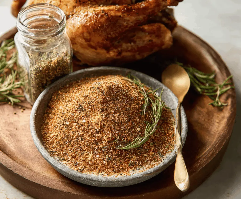 Delicious cooked turkey with a simple seasoning rub, perfect for a flavorful feast.