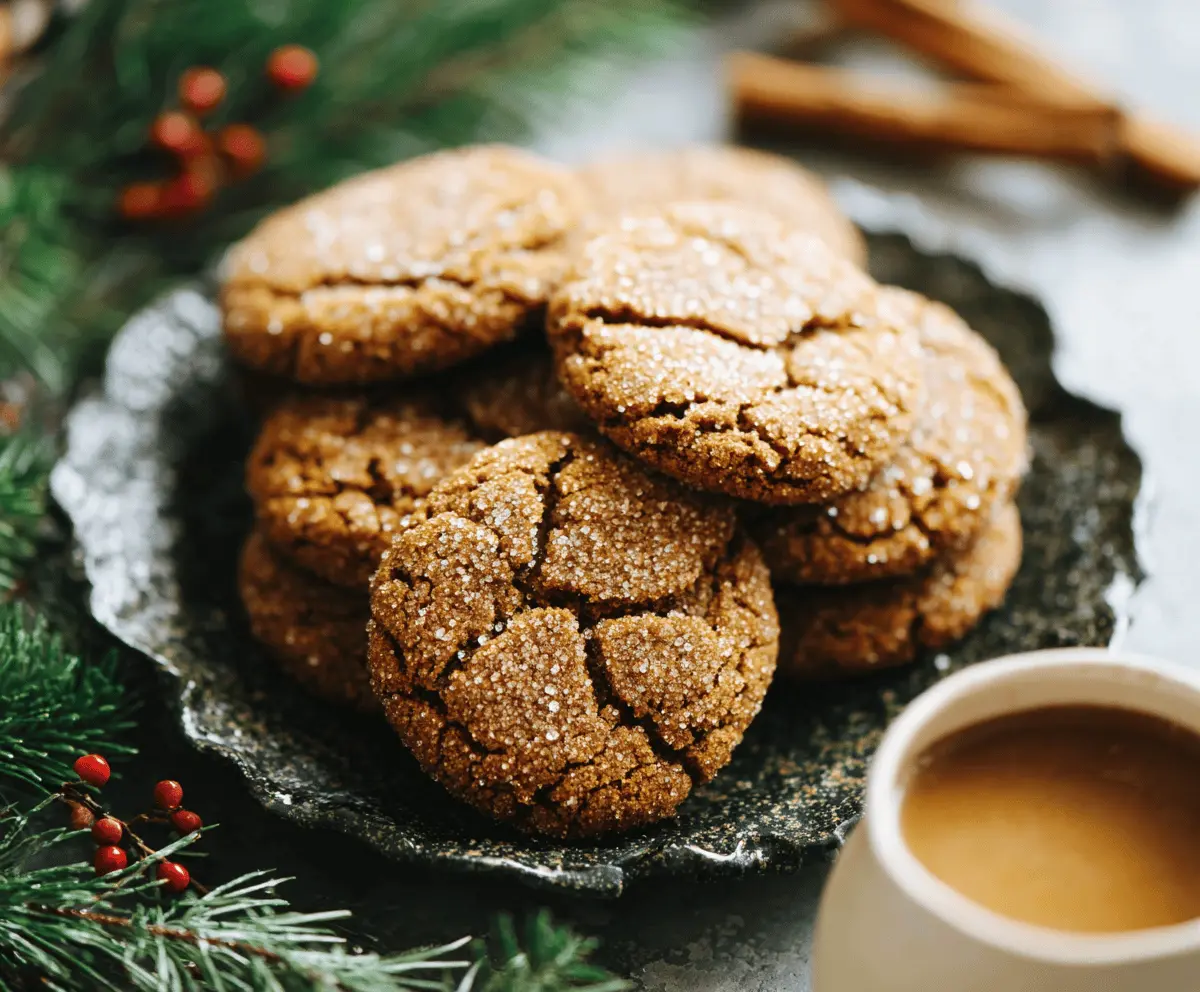 Golden brown butter gingerbread cookies on a baking sheet, perfect for the holidays.