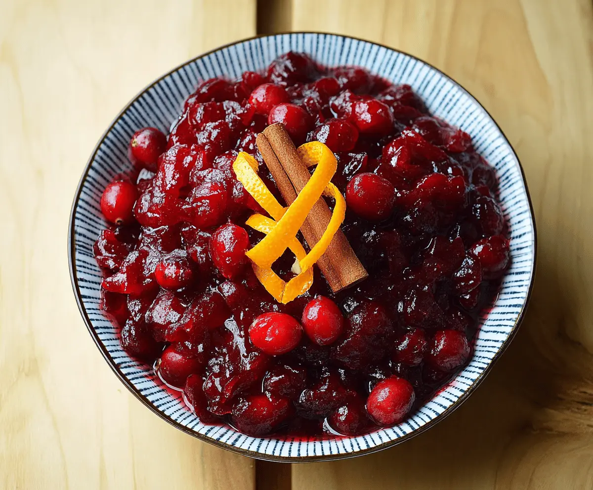 Vibrant orange and cranberry sauce with cinnamon, perfect for holiday meals.