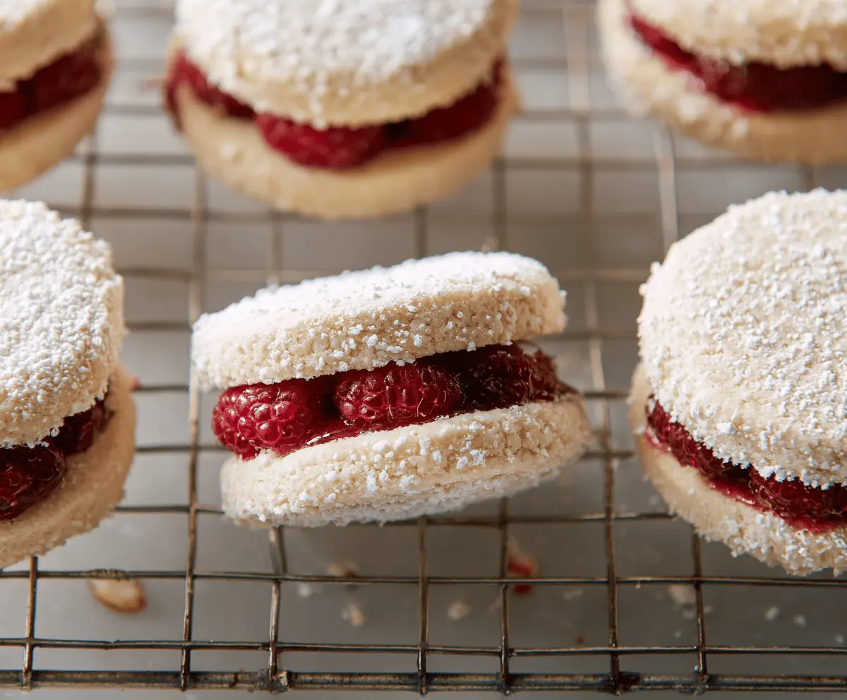 Raspberry Almond Sandwich Cookies