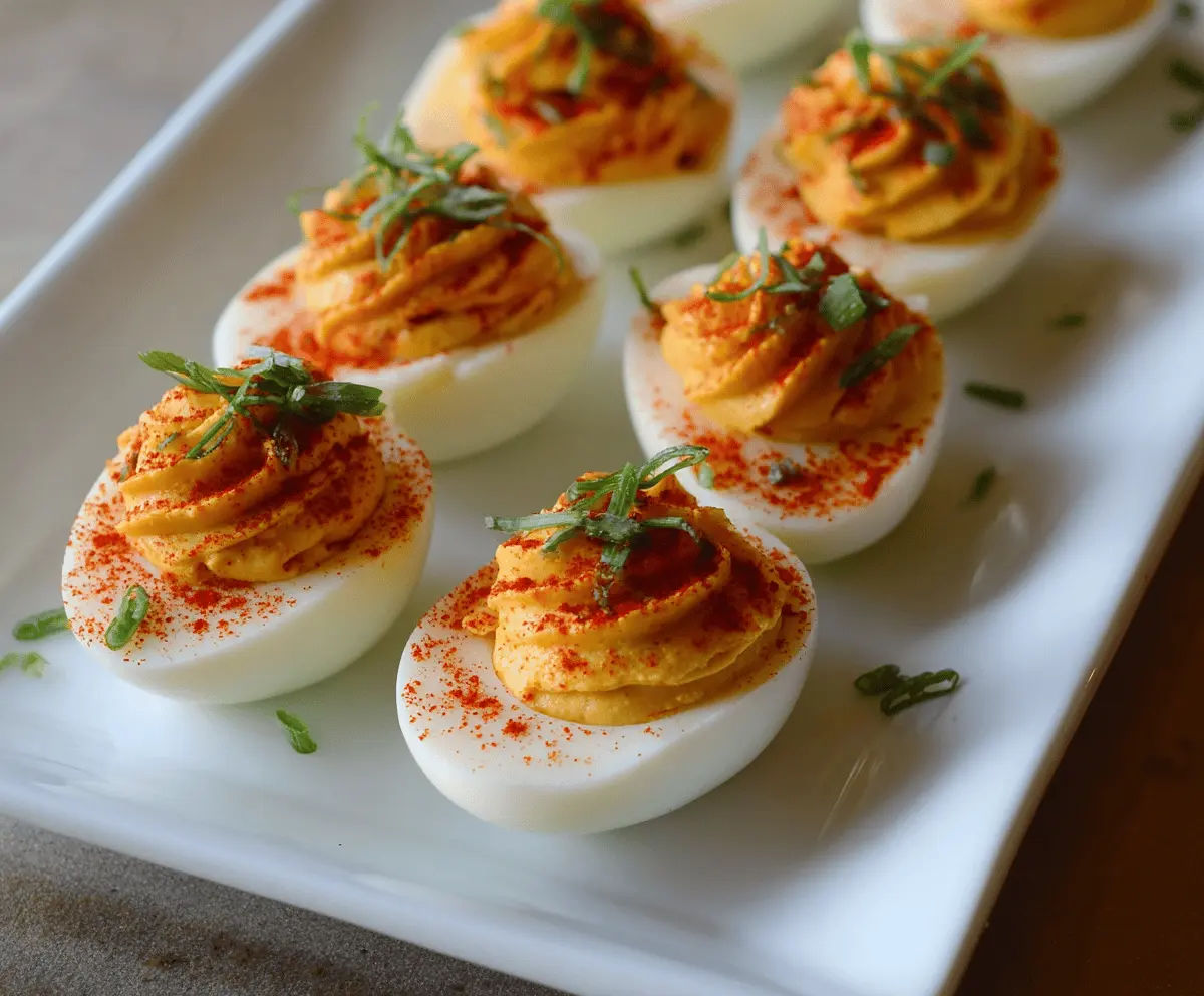 Spicy Sriracha Deviled Eggs