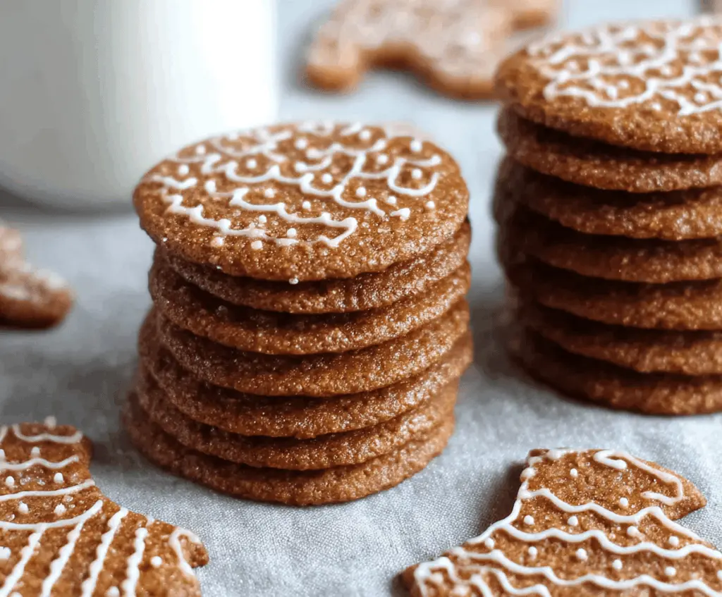 Delicious homemade Swedish gingerbread cookies with golden-brown edges and festive holiday decoration.