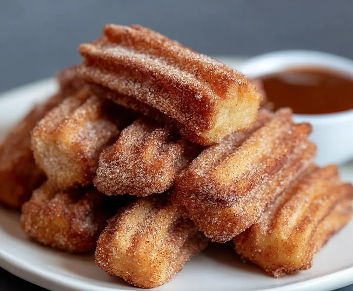 Delicious baked churro bites topped with cinnamon and sugar, perfect for snacking or dessert.