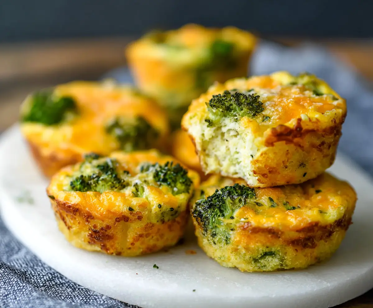 Scrambled cheddar broccoli egg muffins in a baking dish, perfect for a healthy breakfast or snack.