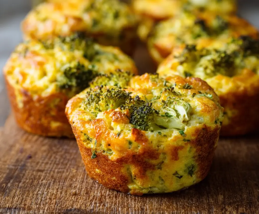 Delicious cheesy broccoli protein muffins fresh out of the oven, perfect for a healthy snack.