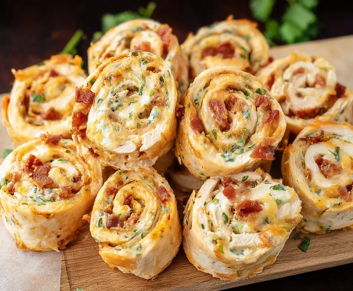 Delicious Crack Chicken Pinwheels filled with cheese and creamy chicken mixture, perfect for appetizer or lunch.