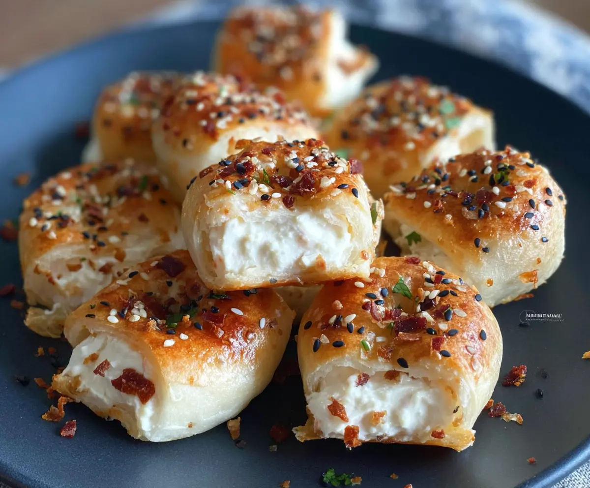 Delicious Tortilla Cream Cheese Bagel Bites served on a platter, perfect for snacks and parties