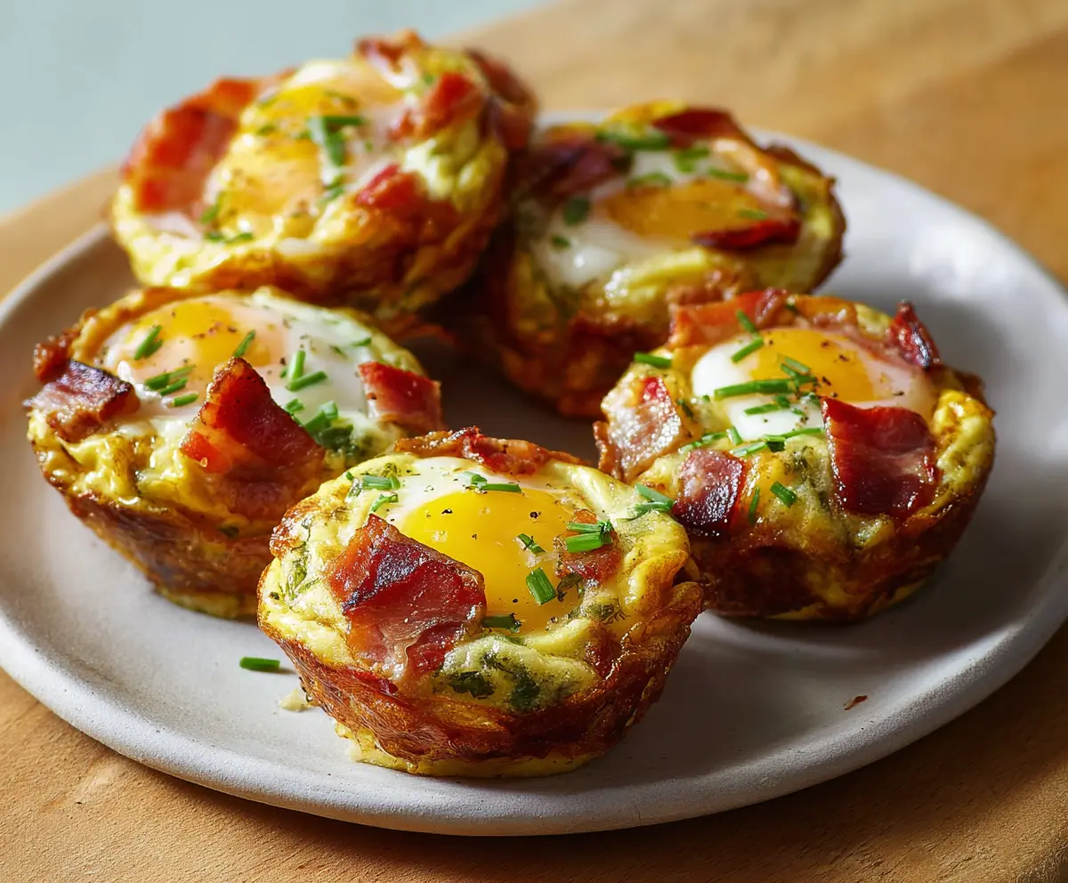 Healthy breakfast egg cups filled with cheese and vegetables, perfect for meal prep.