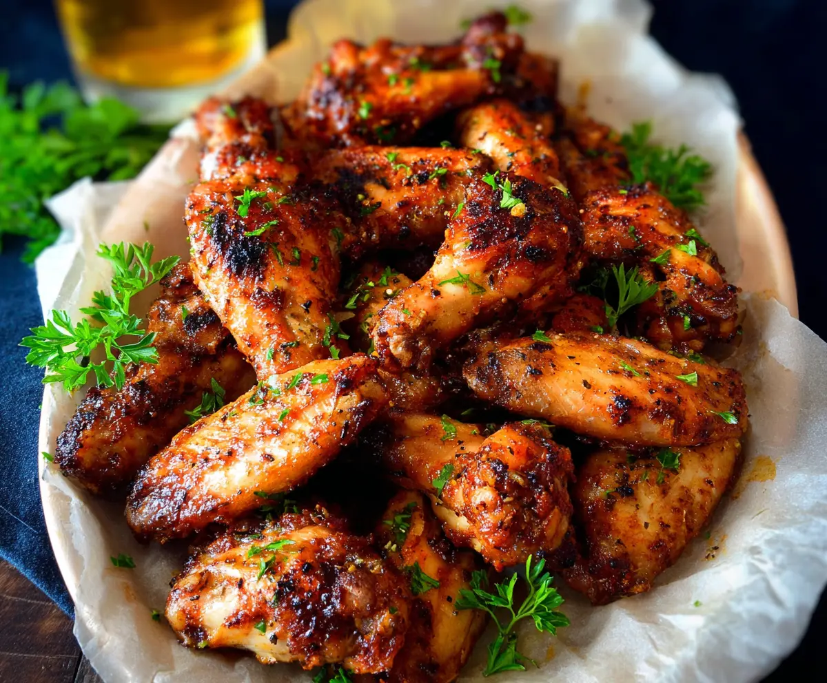 Juicy Cajun garlic chicken wings grilled to perfection with a flavorful spices blend.