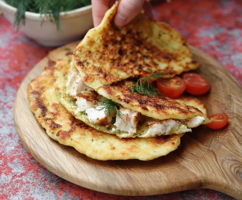 Delicious homemade cottage cheese flatbread with golden crust and soft interior.