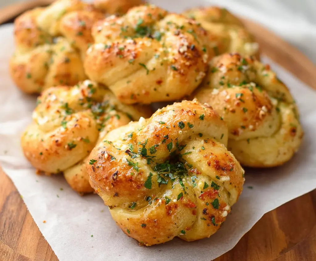 Delicious cottage cheese garlic knots fresh out of the oven, golden and aromatic.