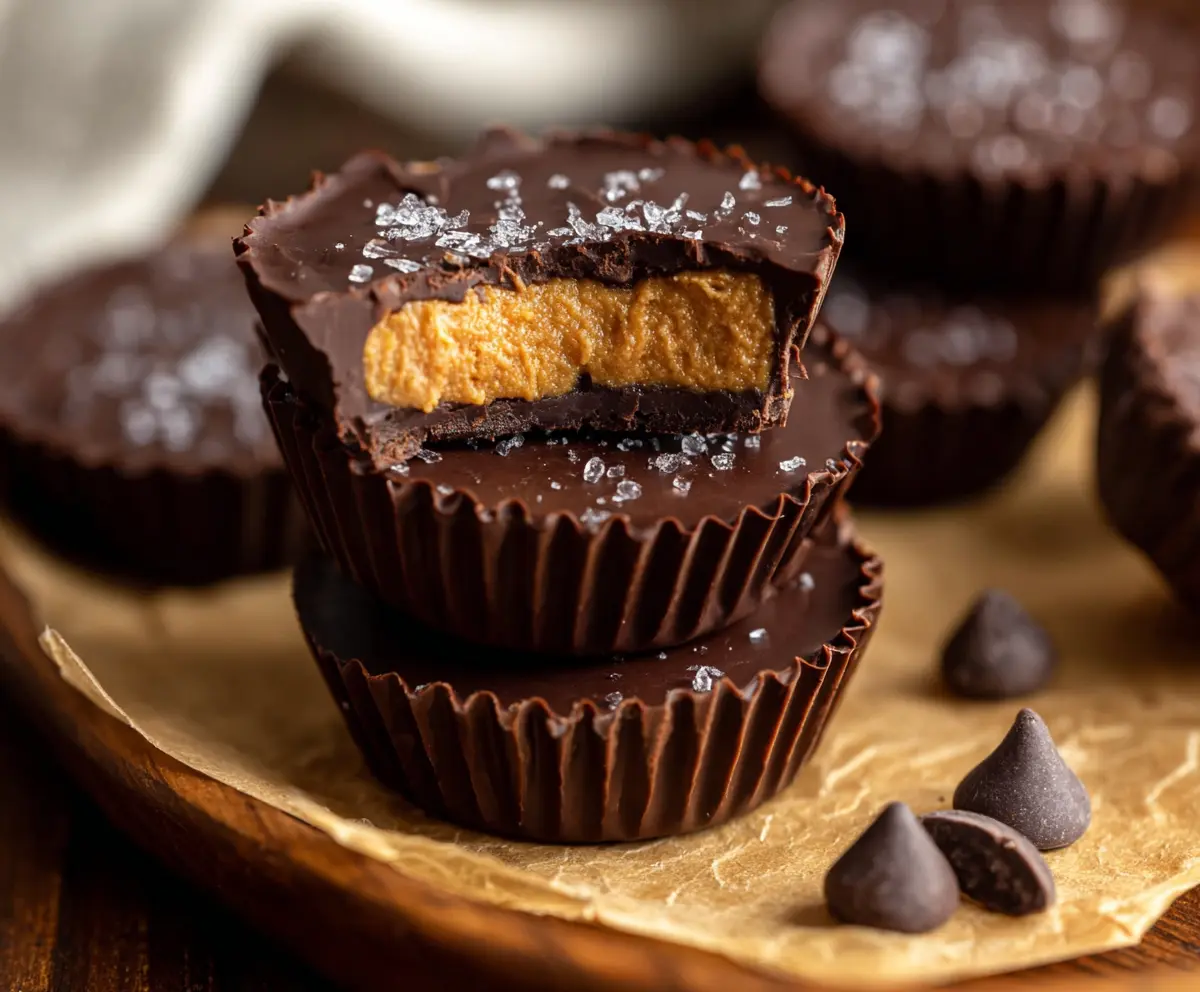 Delicious homemade protein peanut butter cups with creamy peanut butter and rich chocolate coating