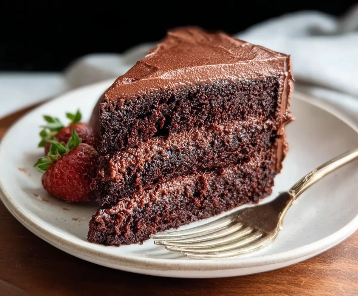 Delicious sourdough discard chocolate cake topped with rich glaze