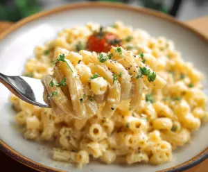 Creamy butter Parmesan pasta served in a white bowl, garnished with fresh herbs for a delicious Italian-inspired meal.