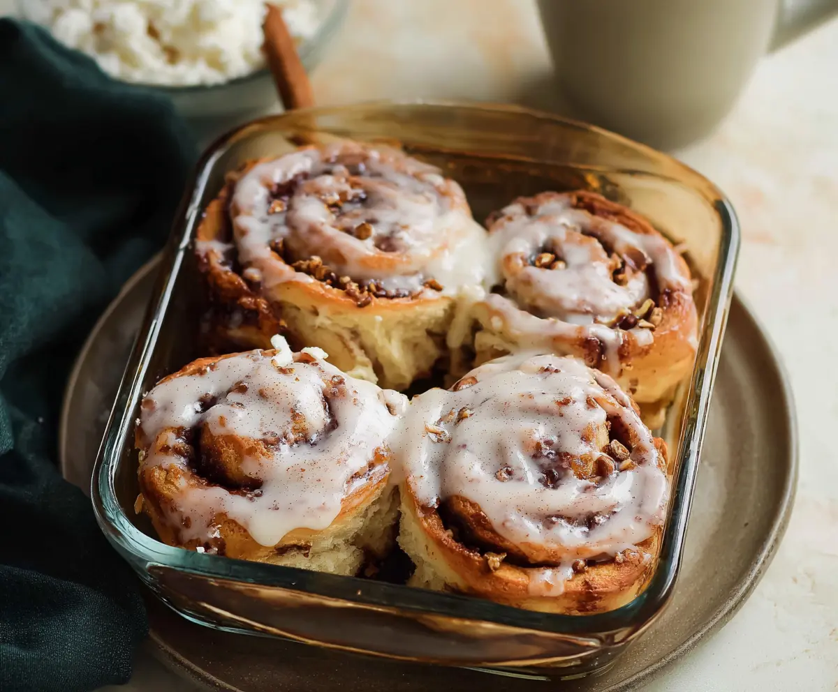 Delicious cottage cheese cinnamon rolls with swirl pattern, perfect for breakfast or dessert.