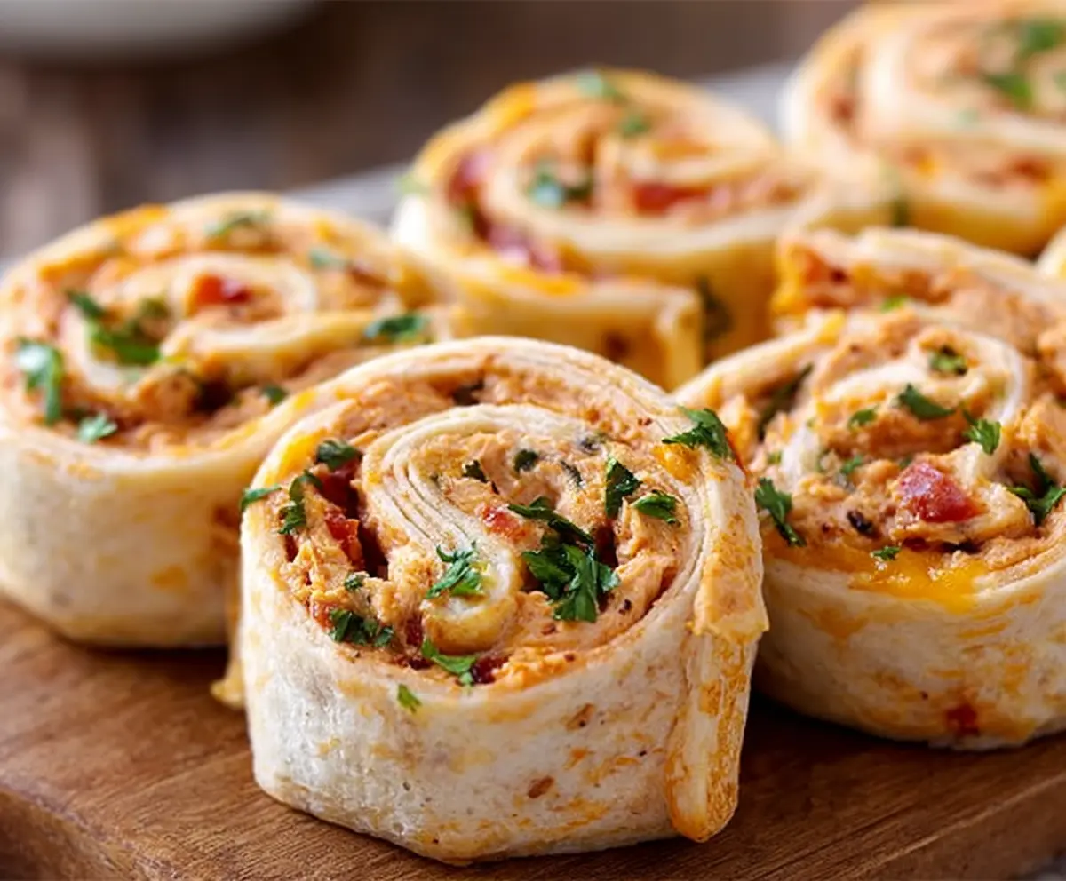Delicious Mexican Chicken Pinwheel Roll-ups with colorful fillings and crispy crust.