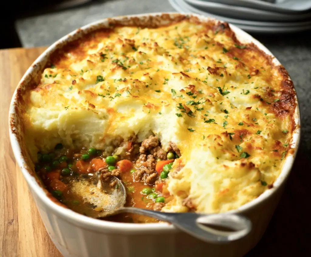 Delicious homemade Turkey Shepherd's Pie with mashed potato topping and savory turkey filling