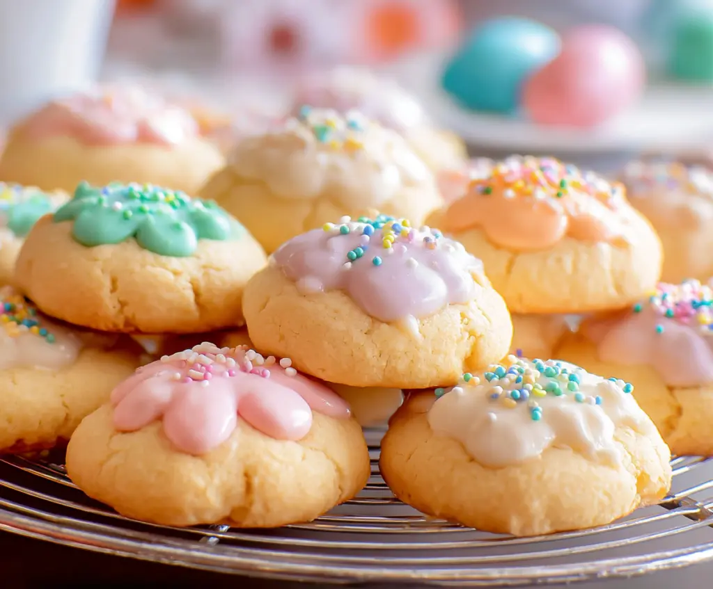 Delicious Italian Easter Cookies decorated with colorful sprinkles on a festive plate