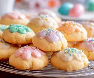 Delicious Italian Easter Cookies decorated with colorful sprinkles on a festive plate