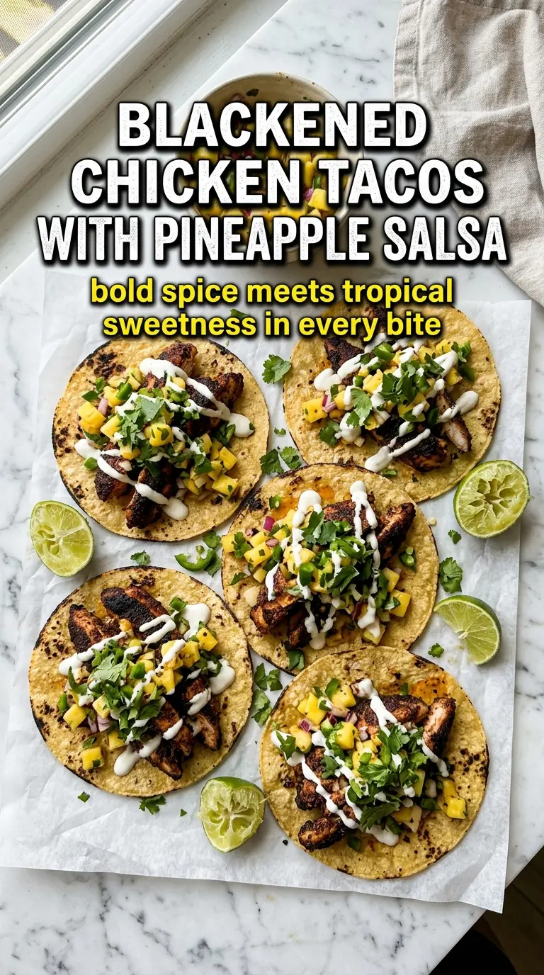 Blackened Chicken Tacos with Pineapple Salsa charred tropical