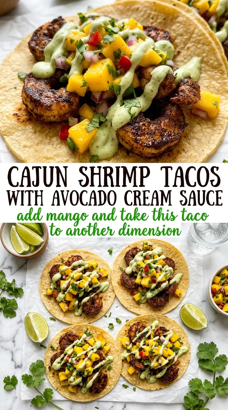 Cajun Shrimp Tacos with Avocado Cream Sauce smoky creamy fresh